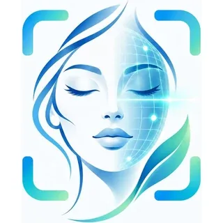 Logo Skin Age: mulher minimalista azul